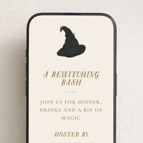 This is a golden online invitations by Angela Garrick called bewitching bash printing on digital paper in standard