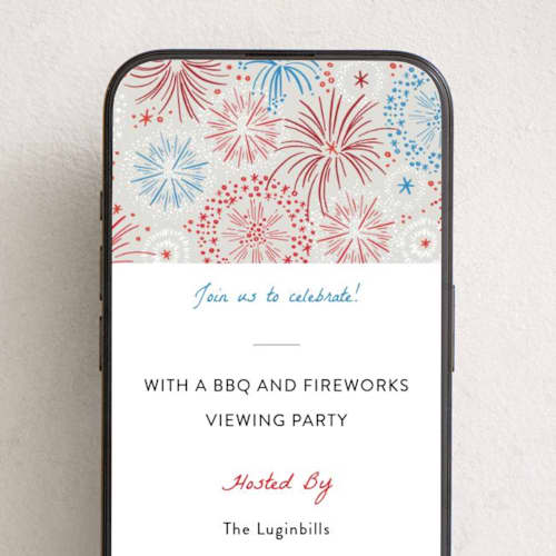 This is a cherry online invitations by Alethea and Ruth called fireworks display printing on digital paper in standard