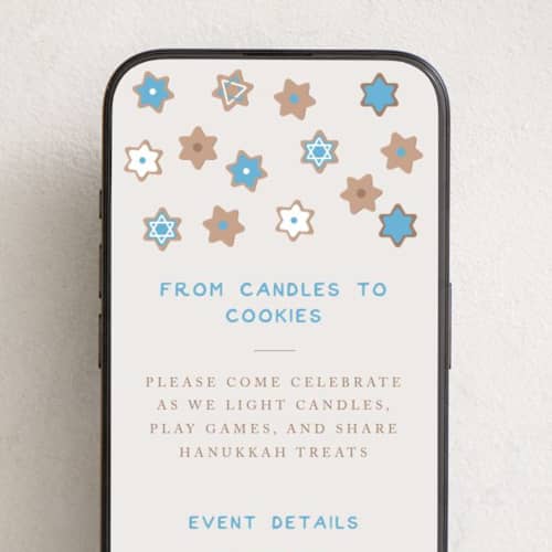 This is a creme online invitations by Anastasia Makarova called hanukkah cookies printing on digital paper in standard