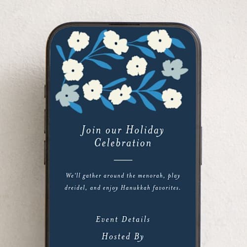 This is a navy online invitations by Morgan Kendall called pop floral printing on digital paper in standard