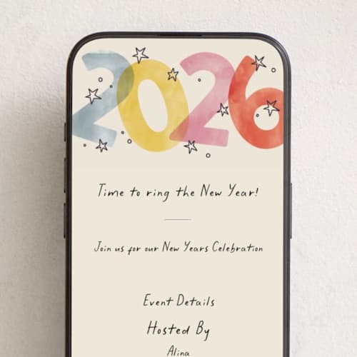 This is a party online invitations by Pixel and Hank called new year stars printing on digital paper in standard