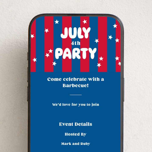 This is a crimson online invitations by Baumbirdy called party in the usa printing on digital paper in standard