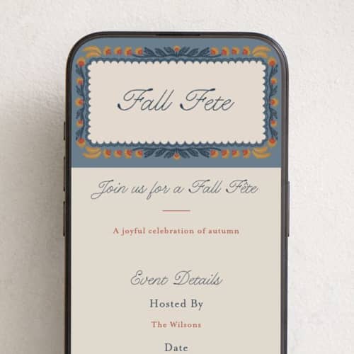 This is a slate gray online invitations by Cindy Reynolds called autumn harvest printing on digital paper in standard