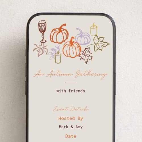 This is a pumpkin spice online invitations by Cass Loh called autumn evenings printing on digital paper in standard