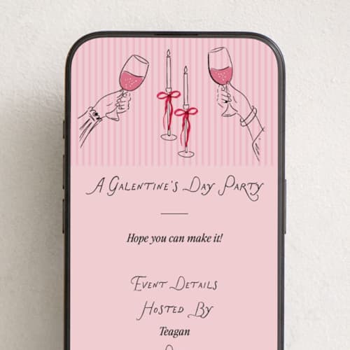 This is a rose online invitations by Jenna Holcomb called galentines cheers printing on digital paper in standard