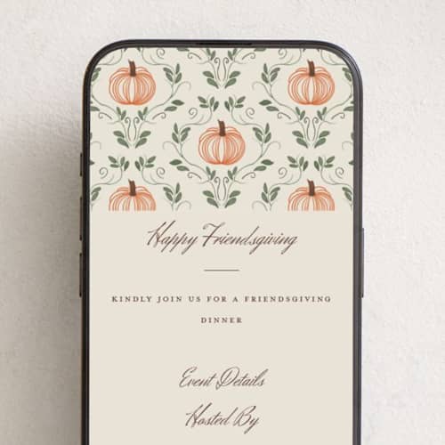 This is a vanilla online invitations by Heather Schertzer called watercolor pumpkin printing on digital paper in standard