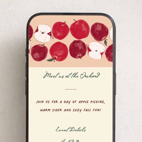 This is a peach online invitations by Emily Sabol Goss called at the orchard printing on digital paper in standard