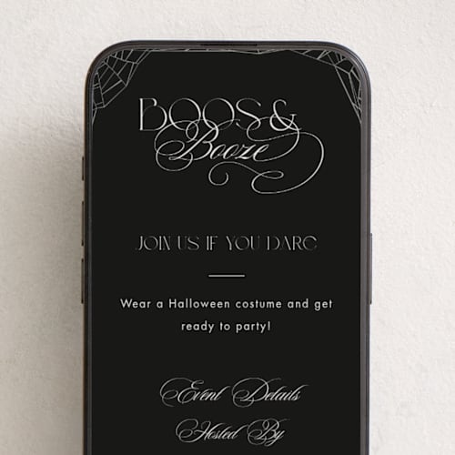 This is a midnight online invitations by Amy Payne called boos and booze printing on digital paper in standard