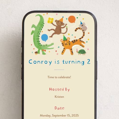 This is a sugar cookie online birthday invitations by Jennifer Wick called confetti crew printing on digital paper in standard