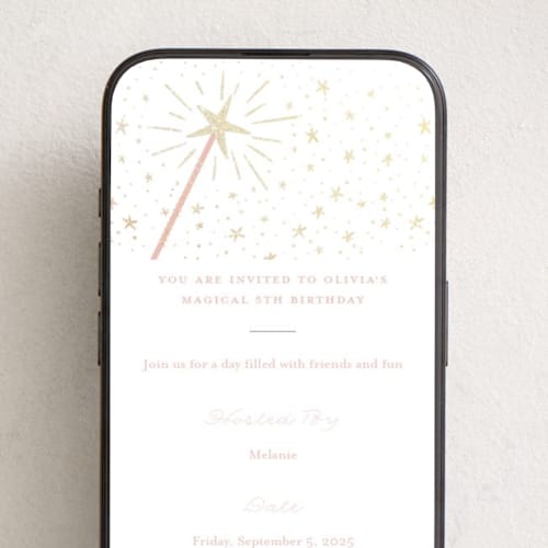 This is a cotton candy online birthday invitations by Jackie Crawford called magical wand printing on digital paper in standard