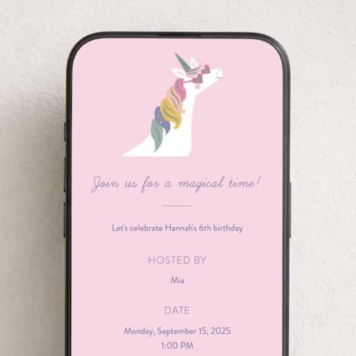 This is a lavender online birthday invitations by Karidy Walker called fabulous unicorn printing on digital paper in standard