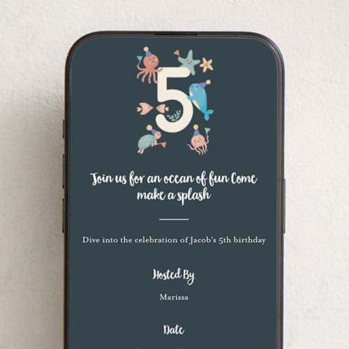 This is a sea online birthday invitations by Christy Hy Lee called under the sea printing on digital paper in standard