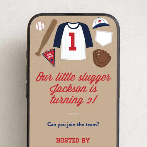 This is a patriotic online birthday invitations by One Swell Studio called little slugger printing on digital paper in standard