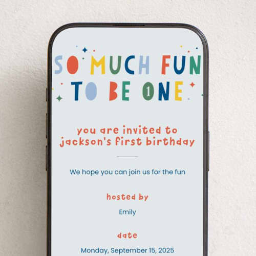 This is a dino online birthday invitations by Ashlee Townsend called one is so fun printing on digital paper in standard