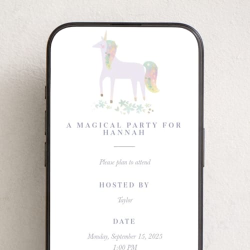 This is a plum online birthday invitations by Lori Wemple called magical printing on digital paper in standard