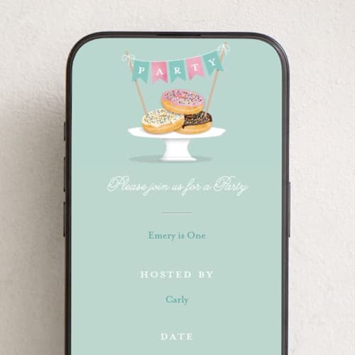 This is a neptune online birthday invitations by Kerry Doyle called everyone loves donuts printing on digital paper in standard