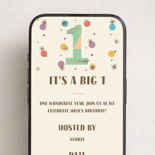 This is a champagne online birthday invitations by Oma N. Ramkhelawan called mod one printing on digital paper in standard