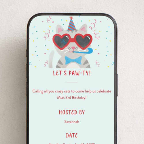 This is a sky online birthday invitations by Shirley Lin Schneider called coolest cat printing on digital paper in standard
