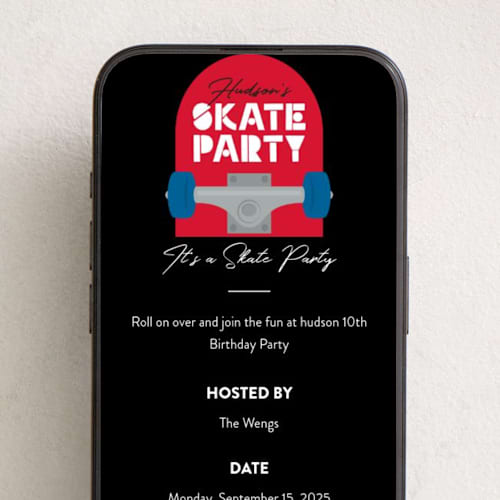 This is a siren online birthday invitations by Kacey Kendrick Wagner called skateboard printing on digital paper in standard