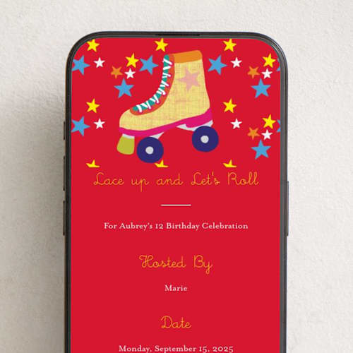 This is a ruby online birthday invitations by Krista Messer called skate date printing on digital paper in standard
