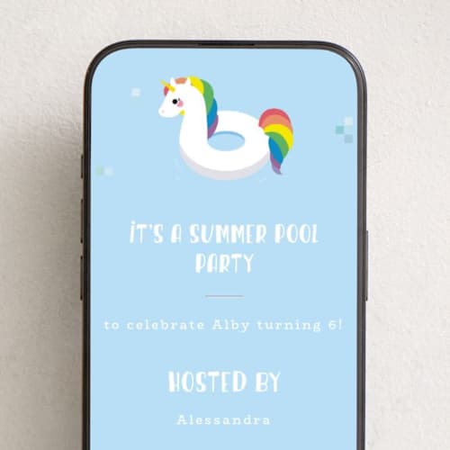 This is a crystal online birthday invitations by Hudson meet Rose called pool party printing on digital paper in standard