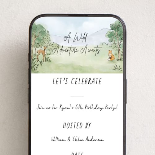 This is a grass online birthday invitations by Elly called a wild adventure printing on digital paper in standard