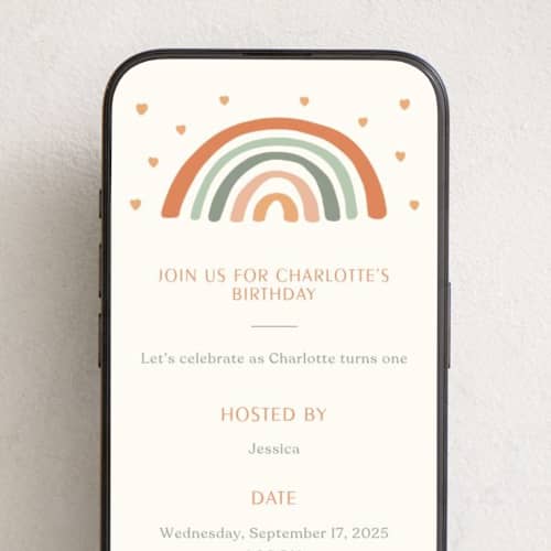 This is a sunset online birthday invitations by Ester Bernaldo de Quiros called birthday rainbow printing on digital paper in standard