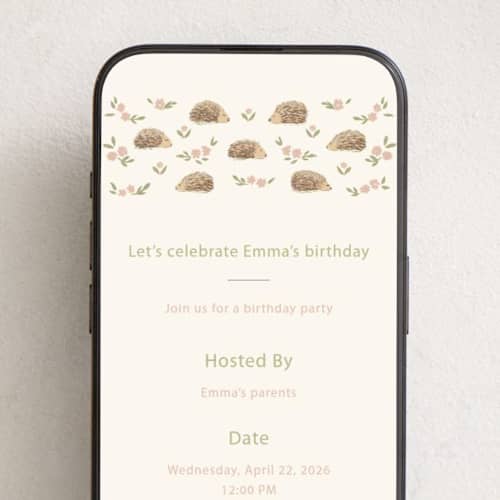 This is a buttercream online birthday invitations by Erika Catalan called hedgehog kids birthday printing on digital paper in standard