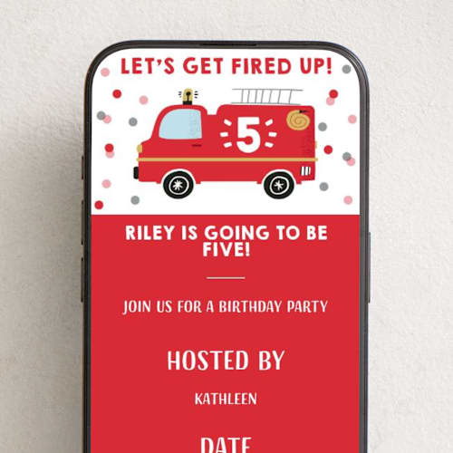 This is a fire online birthday invitations by Oma N. Ramkhelawan called fired up! printing on digital paper in standard