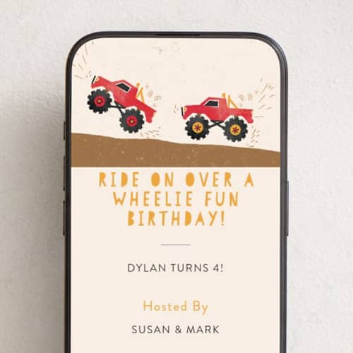 This is a cherry online birthday invitations by Kanika Mathur called wheelie fun birthday printing on digital paper in standard