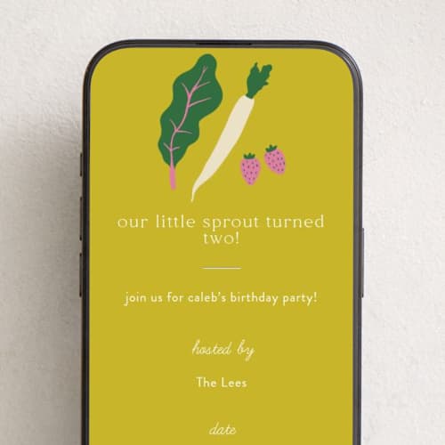 This is a sprout online birthday invitations by Sierra Lee called little sprout printing on digital paper in standard