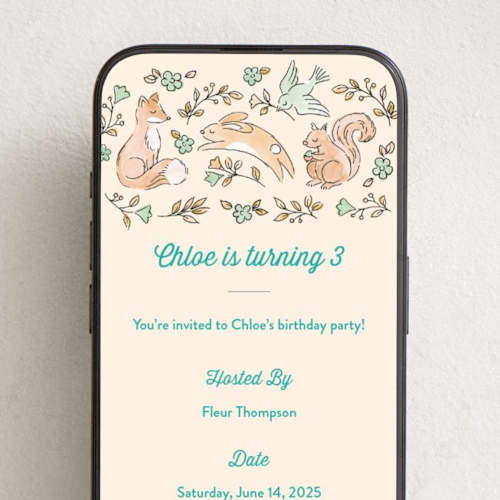 This is a daisy online birthday invitations by Anna Black called woodland fun printing on digital paper in standard