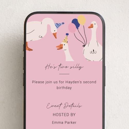 This is a orchid online birthday invitations by Britt called two silly printing on digital paper in standard