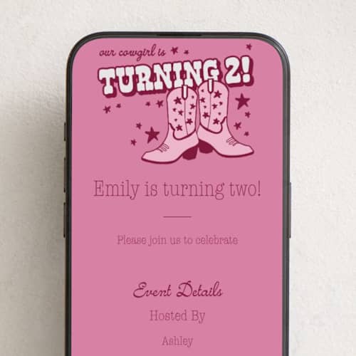 This is a cotton candy online birthday invitations by Wendy Taylor called little cowgirl printing on digital paper in standard