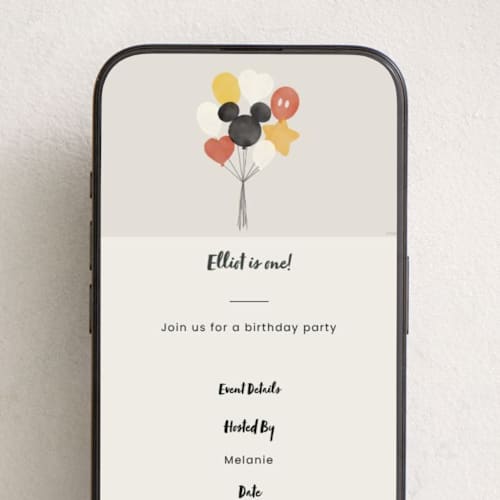 This is a cream online birthday invitations by Adelyn T. called ballon bunch printing on digital paper in standard