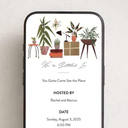 This is a leaf online invitations by Grae called plant lovers printing on digital paper in standard