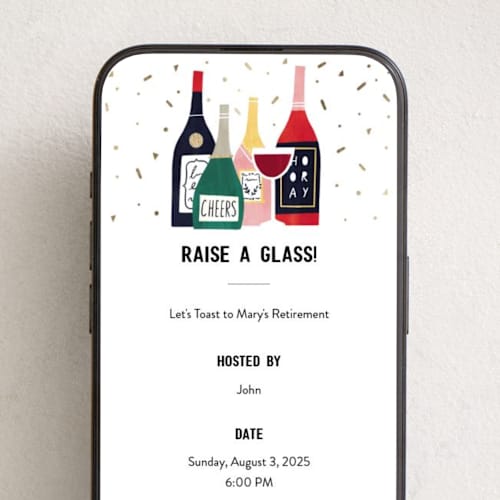This is a ice online invitations by Cindy Chu called time to pour the wine! printing on digital paper in standard