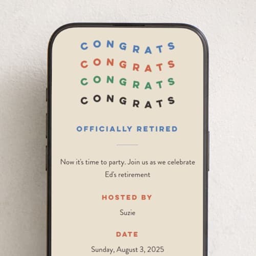 This is a cream online invitations by Amy Kross called congrats wave printing on digital paper in standard
