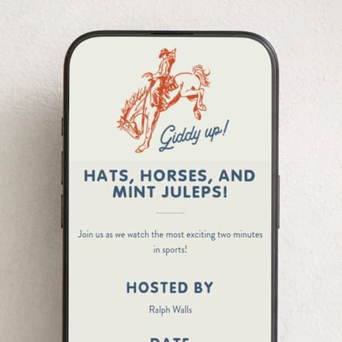 This is a cobalt online invitations by Erin Hodges called giddy up printing on digital paper in standard