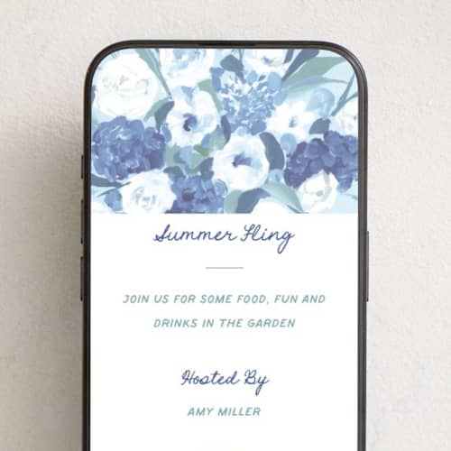 This is a ice online invitations by Teju Reval called hydrangea printing on digital paper in standard