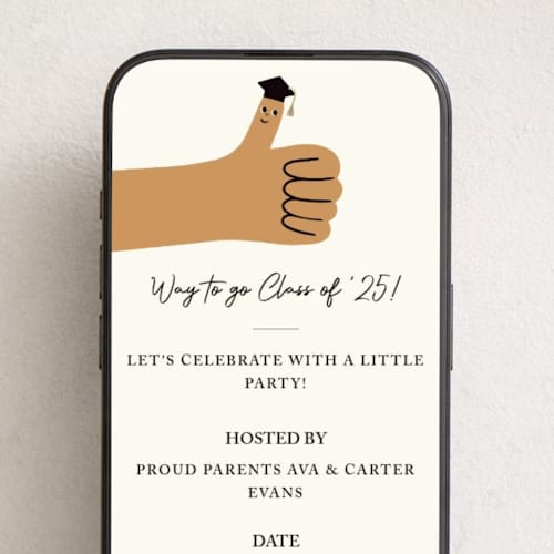 This is a tan online invitations by mo kelley called way to go printing on digital paper in standard
