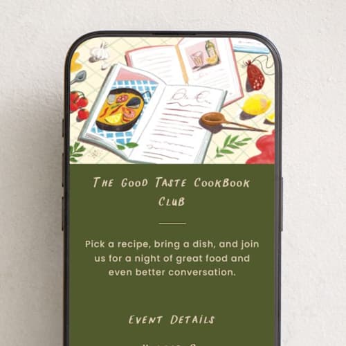 This is a avocado online invitations by Kayla King called good taste cookbook club printing on digital paper in standard