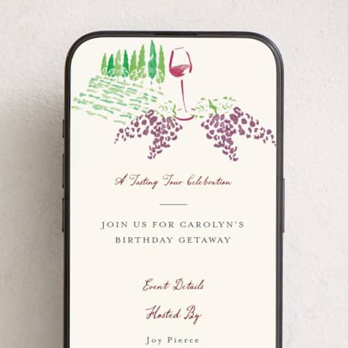 This is a chardonnay online invitations by Sarah Rosenthal called estate of mind printing on digital paper in standard