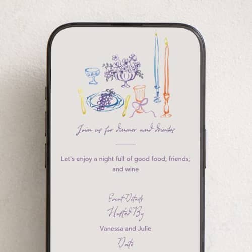 This is a hydrangea online invitations by Cass Loh called tablescape drawing printing on digital paper in standard
