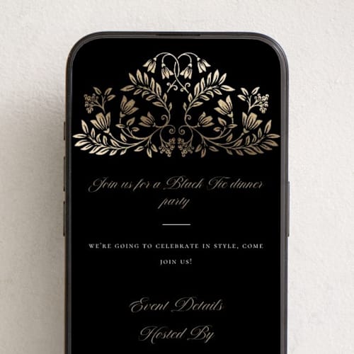 This is a ebony online invitations by Anna Black called leafy crest printing on digital paper in standard
