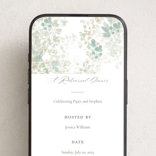 This is a linen online invitations by Robert and Stella called greenery swash printing on digital paper in standard