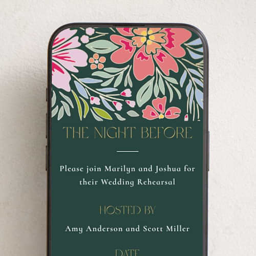 This is a pine online invitations by Stellax Creative called bold flora printing on digital paper in standard