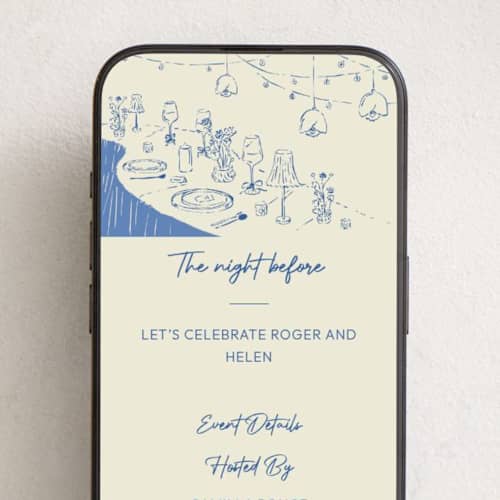 This is a twilight blue online invitations by Zove Ahhh called before the vows printing on digital paper in standard