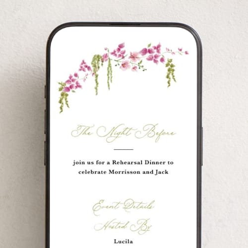 This is a chartreuse online invitations by Tamara Hilje called cascading florals branch printing on digital paper in standard