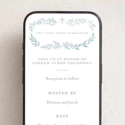 This is a mist online invitations by Everett Paper Goods called simple foliage printing on digital paper in standard